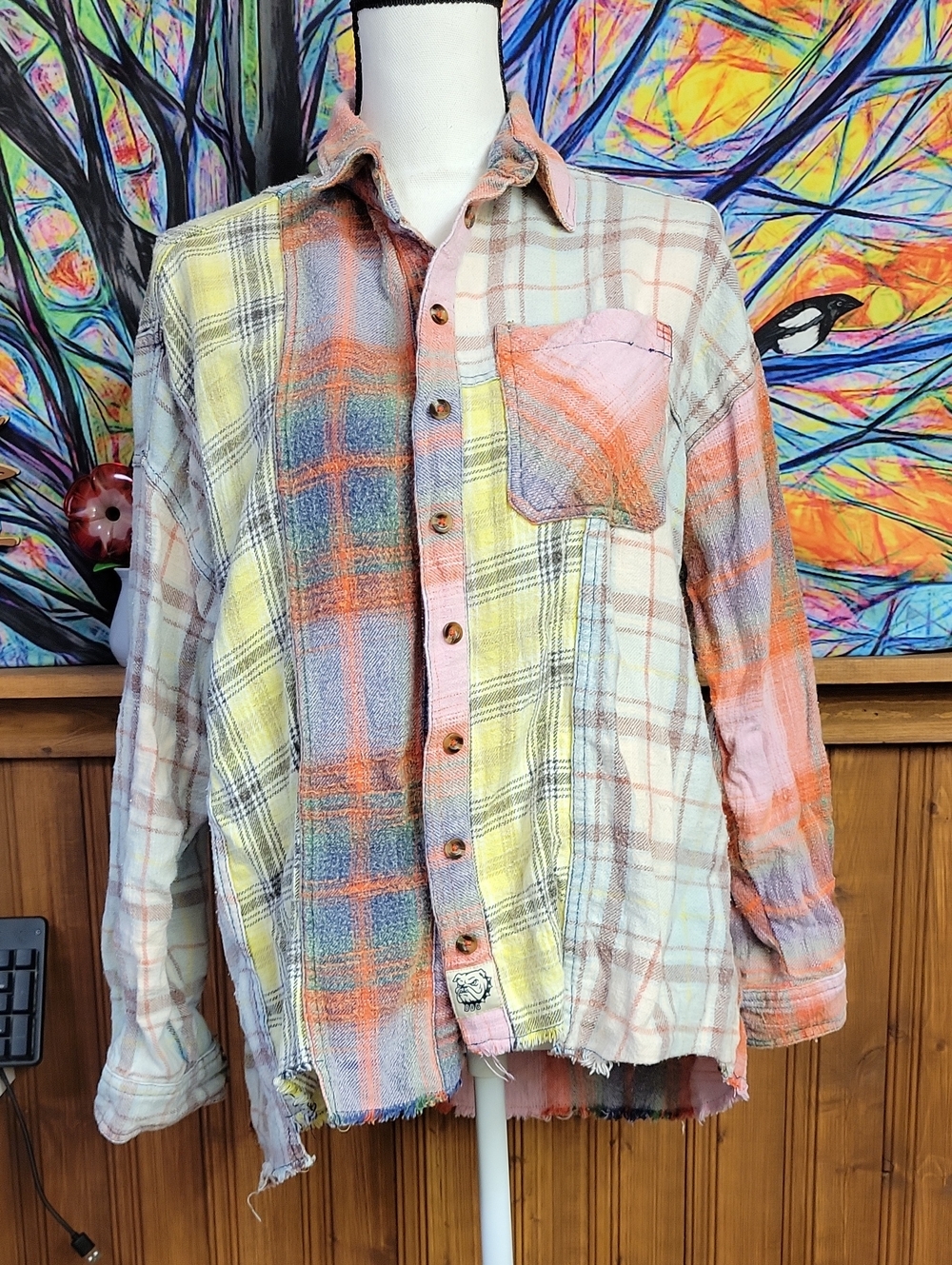 BDG Urban Outfitters Multi-Color Patchwork Plaid Button-Up Shirt Woman Small